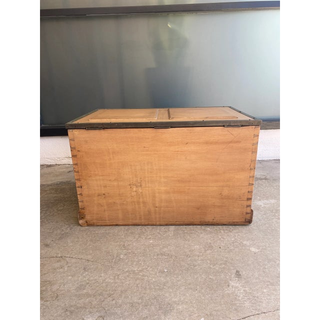 Mid 20th Century Wood and Brass Trunk For Sale - Image 9 of 10