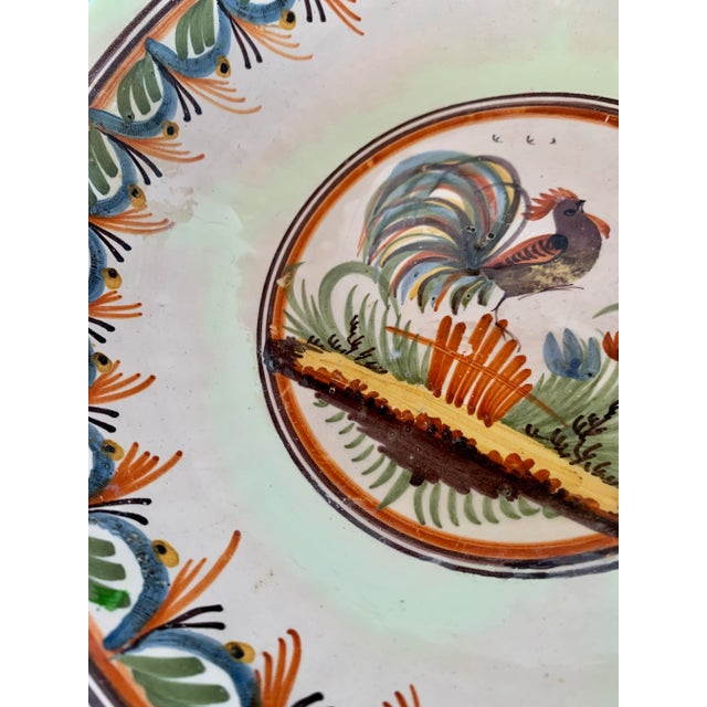 Antique French Hand Painted Pottery Milk Bowl With Rooster Motif For Sale - Image 11 of 12