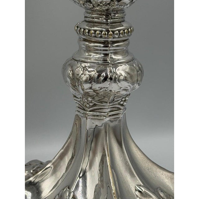 Pair of Baroque Revival Sterling Silver Candlesticks With Figural Tripod Bases For Sale - Image 9 of 15