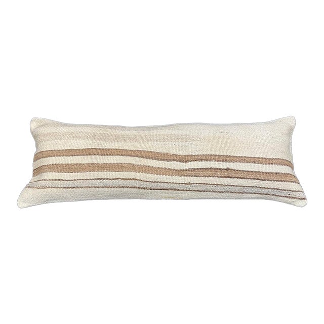 Turkish Hemp Pillow Cushion Natural Beige Brown Cushion Cover 14x40 For Sale