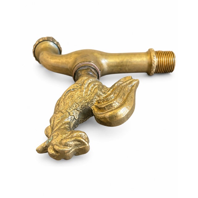 Vintage French Brass Rooster Faucet Spigot Garden Tap For Sale - Image 4 of 4