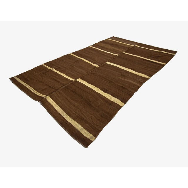 Vintage Natural Brown Turkish Wool Rug-6'9'x10'11" For Sale - Image 4 of 7