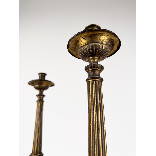 Italian Baroque Style Church Candlesticks in Gilt Bronze, Set of 2 For Sale - Image 11 of 17