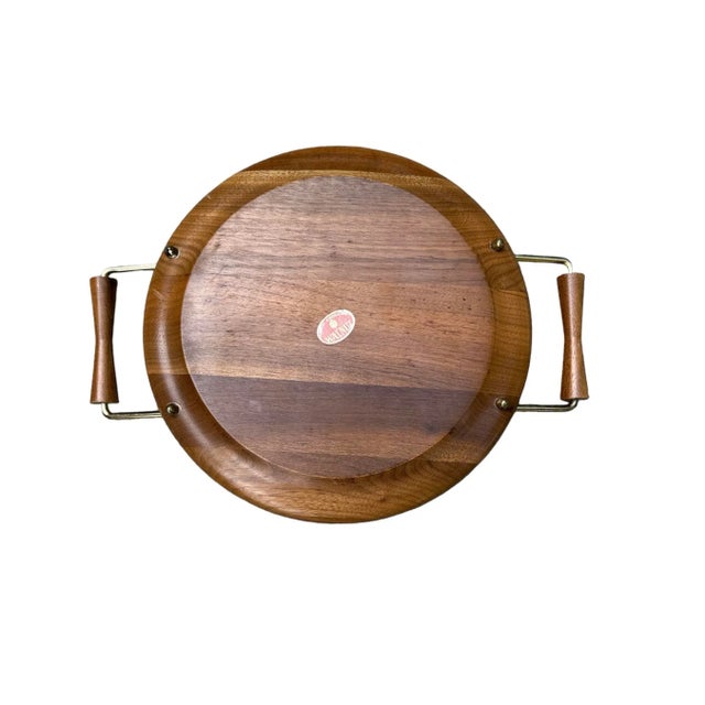 Vintage Walnut Wood Tray With Handles For Sale - Image 4 of 7