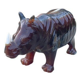 Vintage Veined Stone African Rhinoceros For Sale