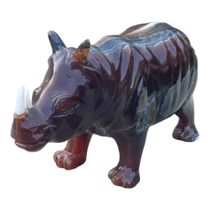 Vintage Veined Stone African Rhinoceros