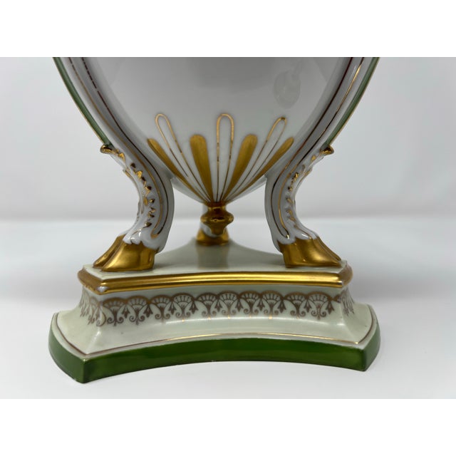 Paint Antique Royal Bavaria “Louis Seize” Hand-Painted Portrait Urn With Ram Head Handles, Circa 1900 For Sale - Image 7 of 12