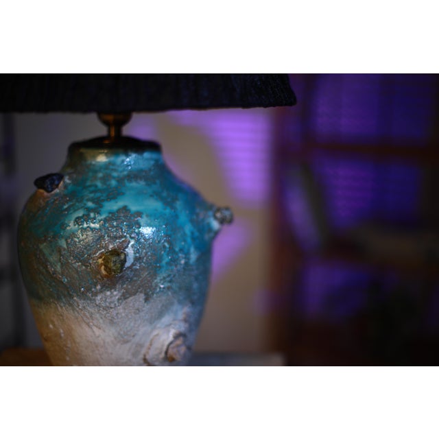 Blue Ceramic Table Light, Ocean Inspired, Handmade Sculptural Lighting, Unique Home Decor For Sale - Image 4 of 11