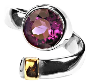 Ajd Crossover Amethyst and Sterling Ring With 14k Gold Accent, Size 4.75