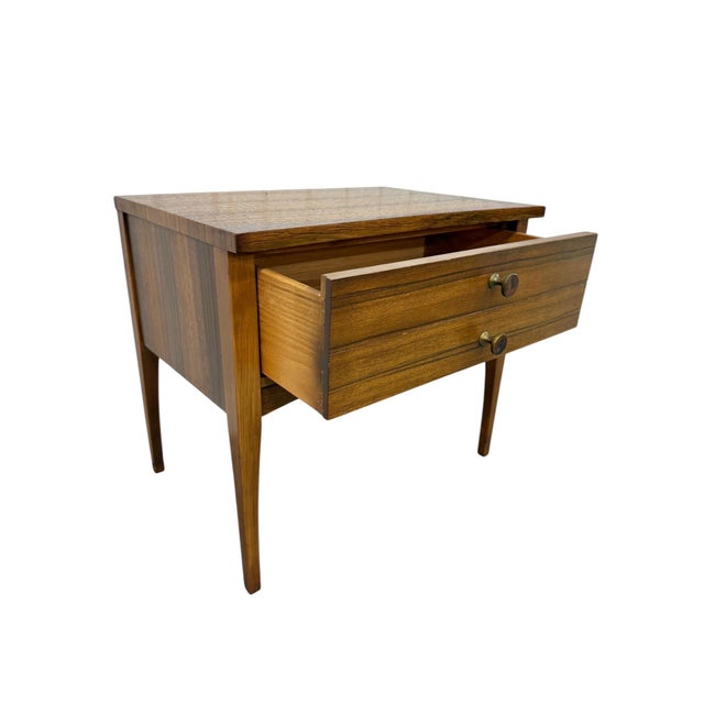 Brown Mid-Century Modern Lane Walnut & Rosewood Nightstands - Set of 2 For Sale - Image 8 of 10