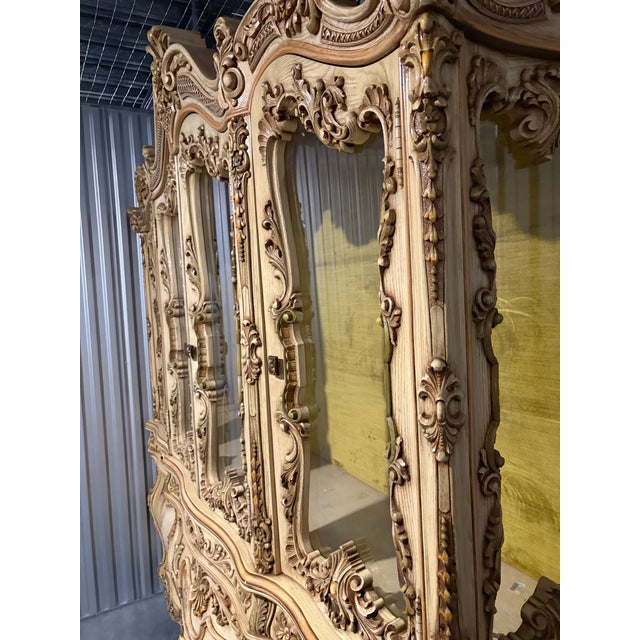 Mid 20th Century Monumental Rococo Revival Hand-Painted Floral China Cabinet and Buffet For Sale - Image 4 of 12