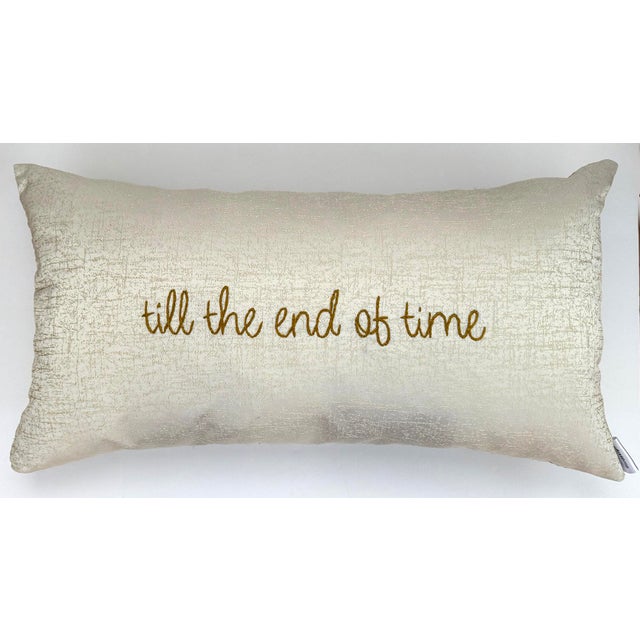 2020s "Till the End of Time" Embroidered Pillow For Sale - Image 5 of 5