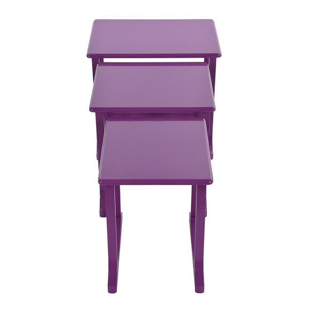 Nesting Coffee Tables in Purple Lacquered Wood, Set of 3 For Sale - Image 4 of 5