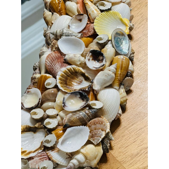 Palm Beach Seashell Encrusted Round Mirror Circa 1970s For Sale - Image 9 of 9
