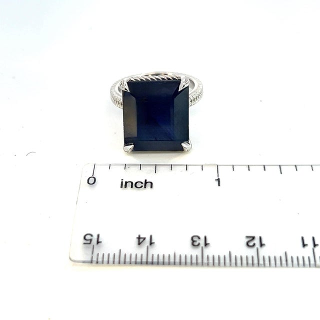 Natural Solitaire Sapphire Ring 6.5 14k W Gold 7 TCW Certified For Sale - Image 13 of 18