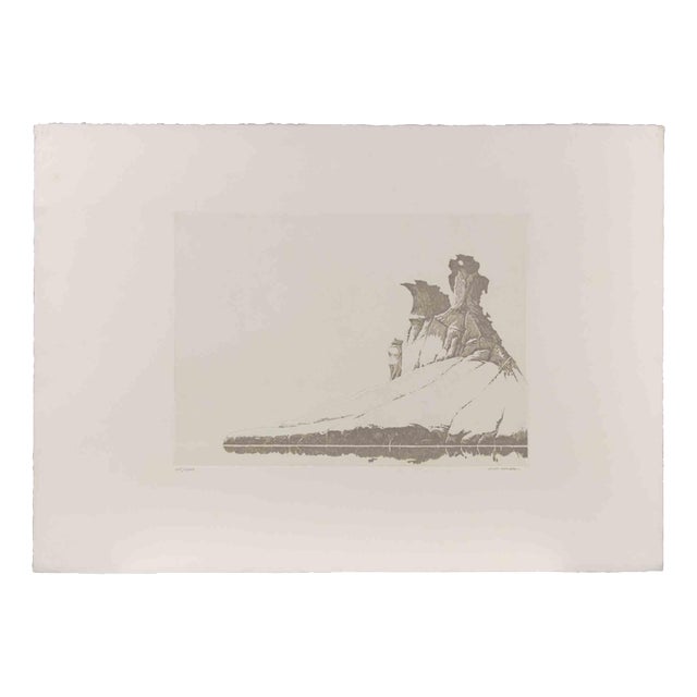 Gino Guida, Rocky Landscape, 1980s, Etching For Sale