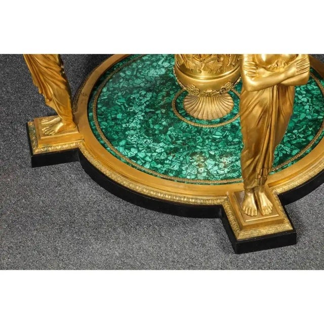 Early 20th Century Empire Style Malachite and Ormolu Center Table After Desmalter For Sale - Image 5 of 12