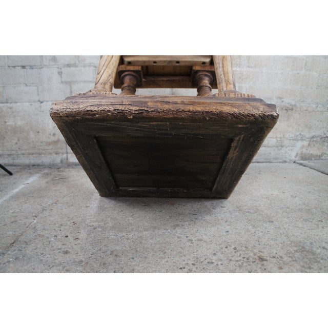 Camel Late 20th Century English Weathered Oak Farmhouse Pedestal Side Table Plant Sculpture Stand For Sale - Image 8 of 12