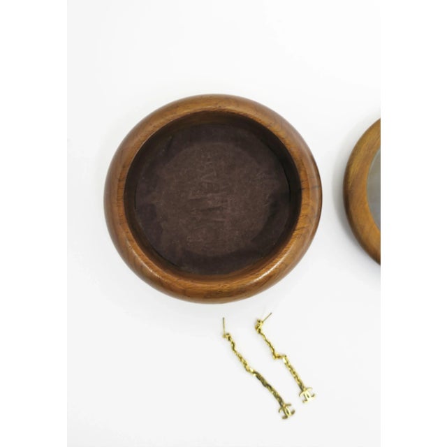 Tan Brazilian Agate Onyx and Wood Round Jewelry or Trinket Box, Brazil, 1980s For Sale - Image 8 of 11