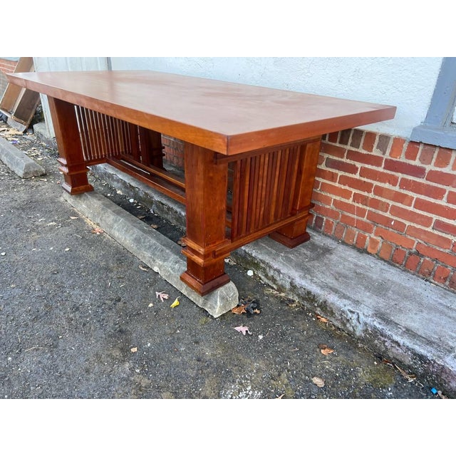 Arts & Crafts Mission Cherry Vintage Craftsman Rectangular Dining Table , Circa 1992s. In the Style of Frank Lloyd Wright For Sale - Image 12 of 12