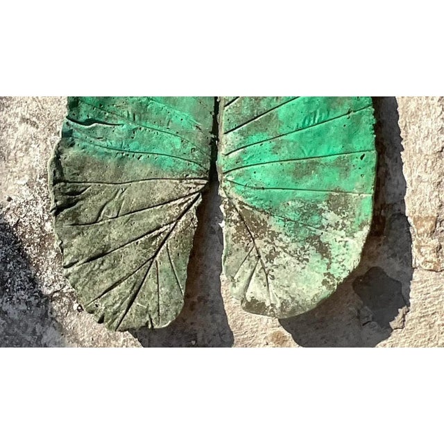 Vintage Monumental Boho Cast Concrete Elephant Ear Leaf For Sale - Image 11 of 14