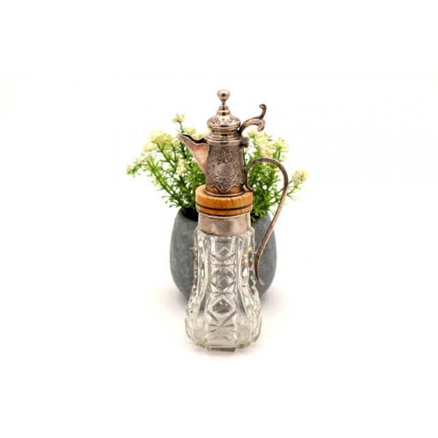 Metal Cut Glass Jar with Silver Lid and Frame For Sale - Image 7 of 7