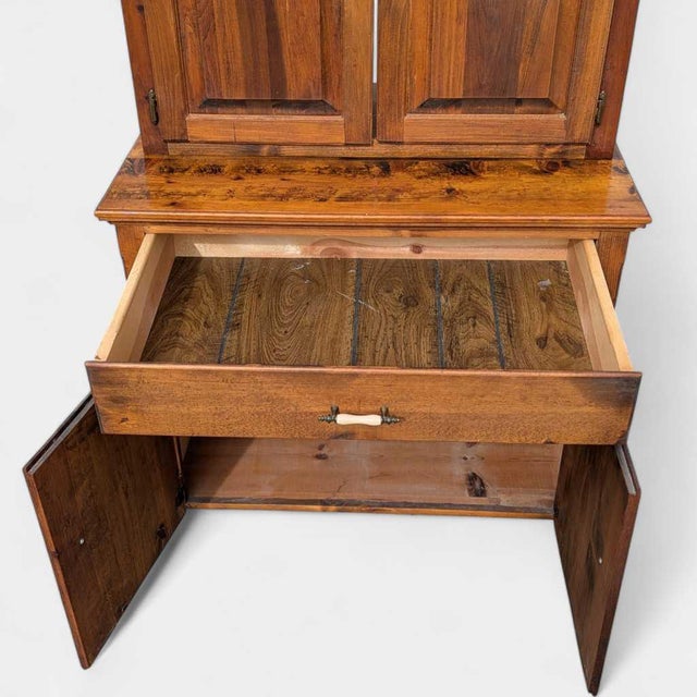 Antique Early American Solid Wood Rustic Cupboard Hutch For Sale - Image 10 of 14