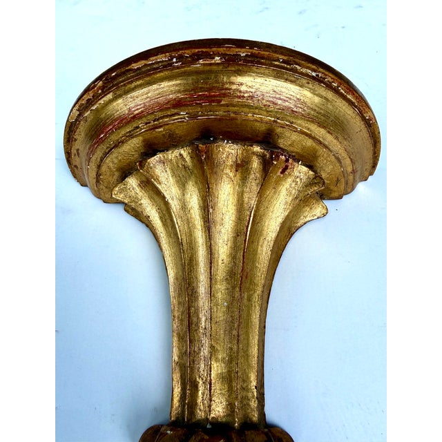 Italian Giltwood Wall Bracket Shelf With Acanthus Leaf Decoration Mid 20th Century For Sale - Image 9 of 14