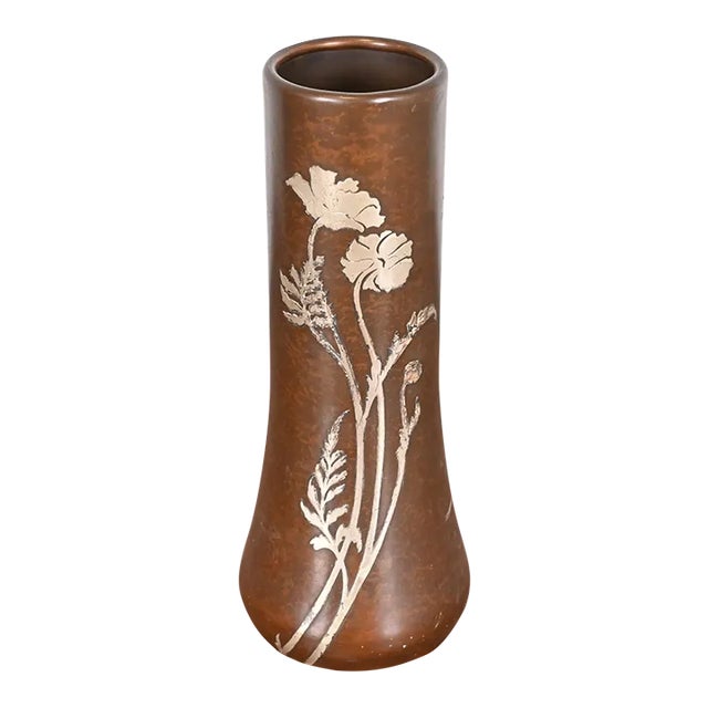 Heintz Arts & Crafts Sterling Silver on Bronze Large Vase For Sale