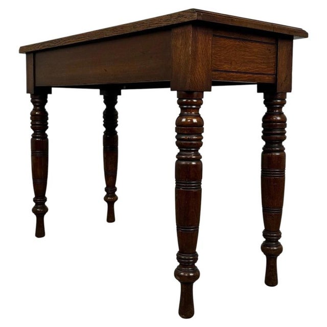 2000 - 2009 Antique English Oak Side Table, 1900s For Sale - Image 5 of 10