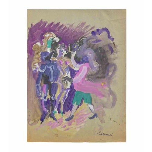 Tempera and watercolor on paper realized by Mino Maccari in 1940s. Hand signed lower right. Very good condition. This...