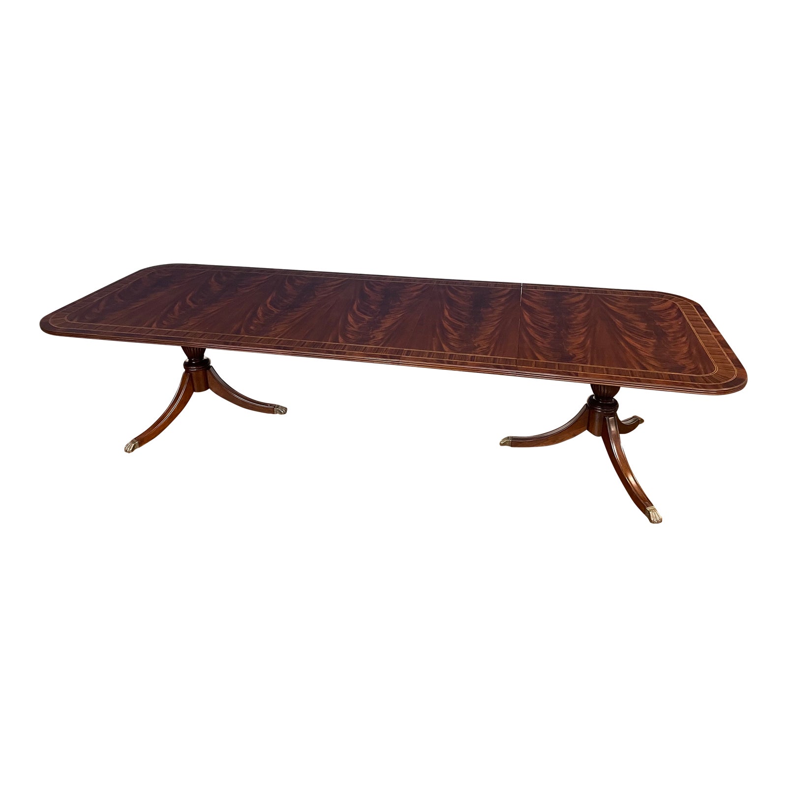 Multi-Banded Mahogany Dining Table With Rubbed Satin Sheen by Leighton ...