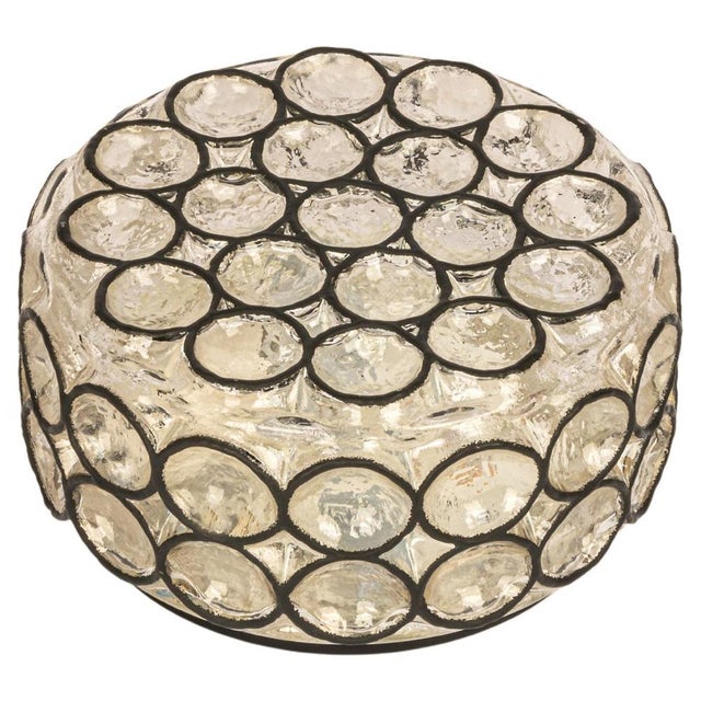 Gold Iron and Glass Wall or Ceiling Light attributed to Limburg, Germany, 1960s For Sale - Image 8 of 14