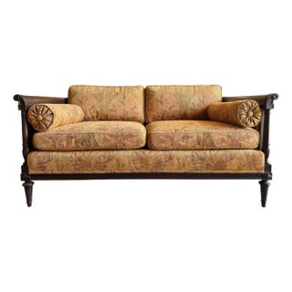 1920s A Neoclassical Settee in Botanical Tapestry Textile For Sale