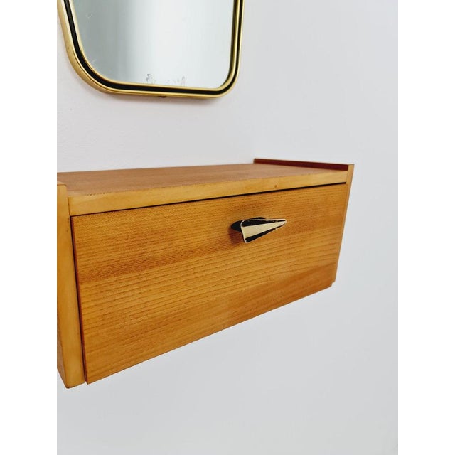 Black Mid-Century Asymmetric German Brass Kidney Wall Mirror, 1960s For Sale - Image 8 of 10