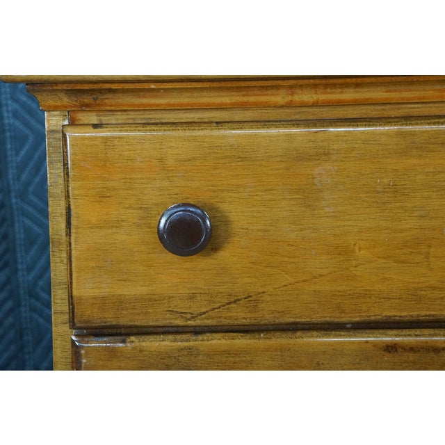 Antique American Country Farmhouse Maple and Pine Three Drawer Chest Dresser 42" For Sale - Image 10 of 17