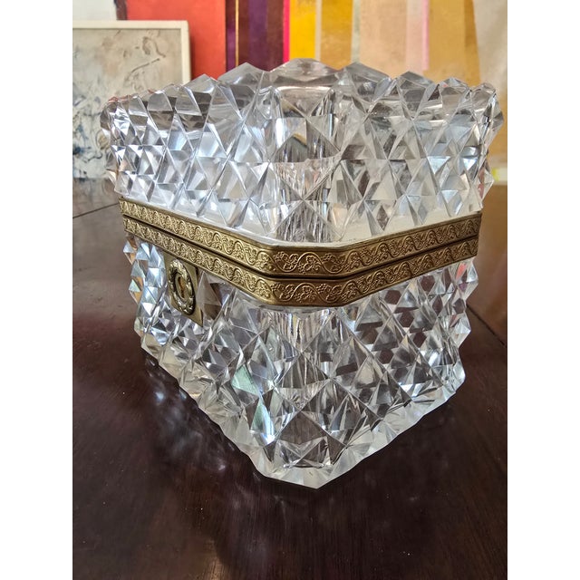 Antique Baccarat Style Crystal Bronze Jewel Box Casket For Sale - Image 9 of 9