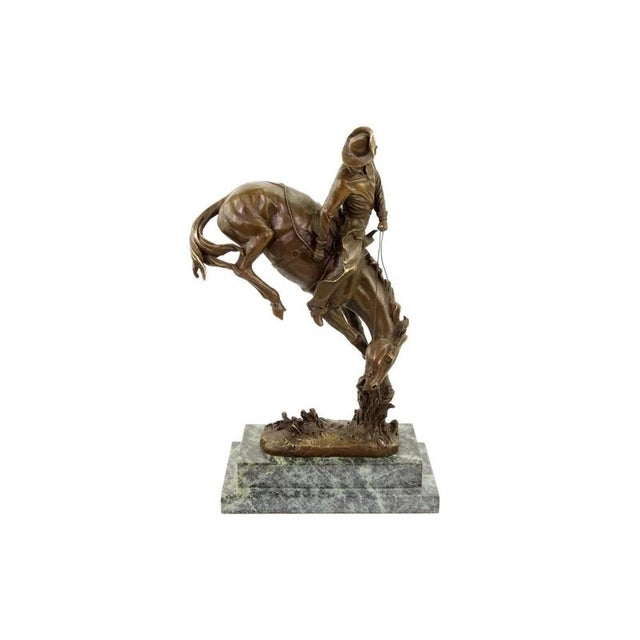 Gray After Frederic Remington, Cowboy on Horse, 20th Century, Bronze For Sale - Image 8 of 12
