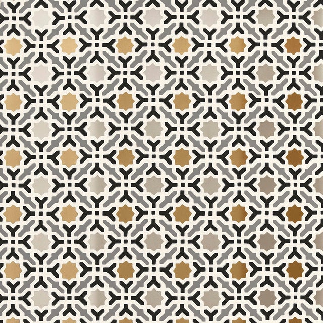 Sample - Schumacher Serallo Mosaic Wallpaper in Mica For Sale