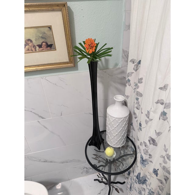 Glass Vintage Post-Modern Solid Black Glass Eiffel Tower Stretch Vase – For Sale - Image 7 of 12
