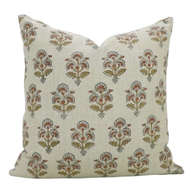Fabdivine Indian Block Print Cushion Cover 20x20 Inch Viscose Linen-Traffic Light For Sale