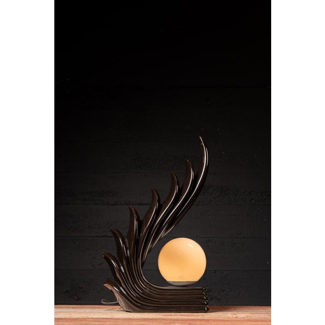 Art Deco 1980s Art Deco Revival Wing-Form Table Lamp For Sale - Image 3 of 7