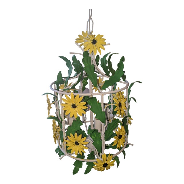 Mid 20th Century Floral Chandelier (No Light) For Sale