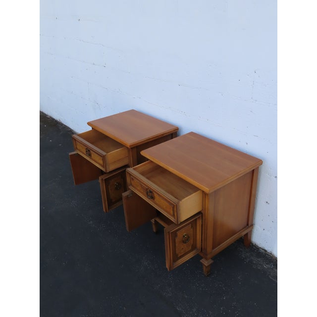 Wood Burlwood Nightstands Bedside Side End Tables a Pair 6907 For Sale - Image 7 of 16