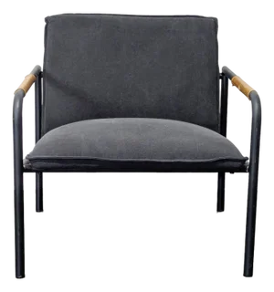 Sauder Boulevard Modern Black Lounge Chair With Metal Frame and Wood Accents