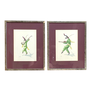 Punchinelli Venetian Musicians - Set/2 Framed Prints - Artist Signed