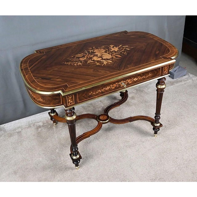 Napoleon III Center Table in Veneer, Second Half of the 19th Century For Sale - Image 4 of 18