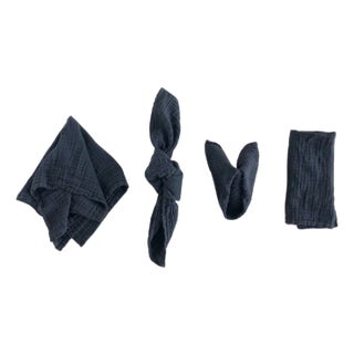 Organic Cotton Napkins - Charcoal, Set of 4 For Sale