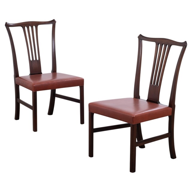 Brown Vintage Mahogany Chairs by Helge Vestergaard Jensen, 1940s, Set of 2 For Sale - Image 8 of 8