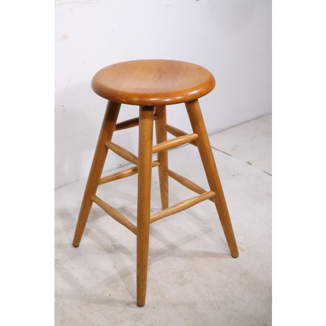Brown Solid Wood Swivel Seat Counter Stool For Sale - Image 8 of 8